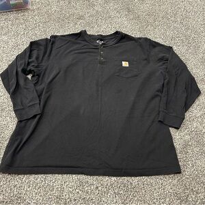 Carhartt Shirt Mens 3XL Black Loose Fit Heavyweight Pocket Long Sleeve Tee